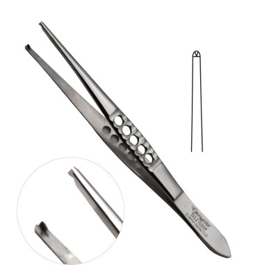 Thumb Tissue Forceps 1x2 Teeth, 6 inch Fenestrated Handle