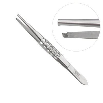 Thumb Tissue Forceps 1x2 Teeth, 6 inch Fenestrated Handle