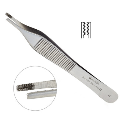 Adson Brown Forceps 9x9 Teeth Side Grasp, 4 3/4``