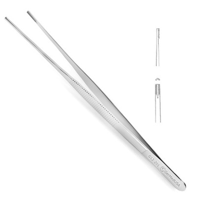 Brown Tissue Forceps Double Rows of 8x8 Teeth, 6"