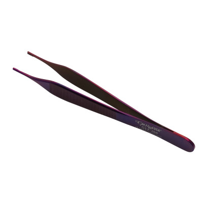 Brown Adson Forceps 4 3/4" , 7x7 Teeth Purple Coated