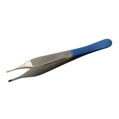 Brown Adson Forceps 4 3/4``, 7x7 Teeth, Blue  Ring Coated