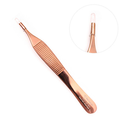 Brown Adson Forceps 4 3/4``, 7x7 Teeth, Rose Gold