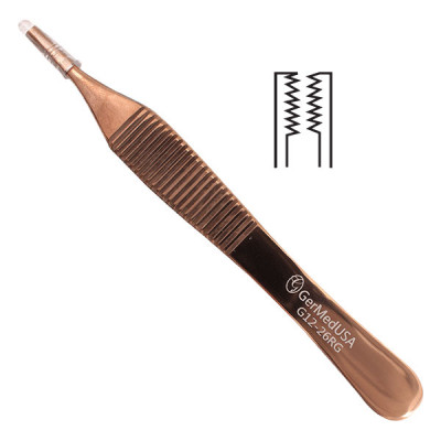 Brown Adson Forceps 4 3/4", 7x7 Teeth, Rose Gold