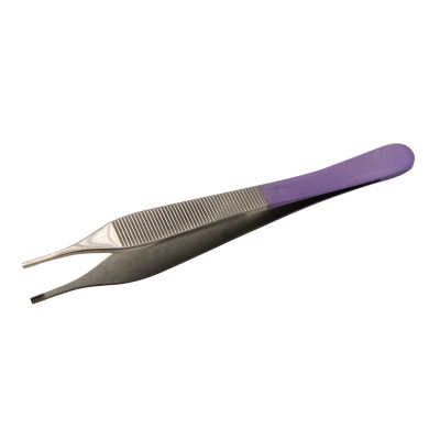 Brown Adson Forceps 4 3/4``, 7x7 Teeth, Purple  Ring Coated