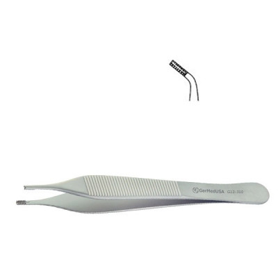 Adson Brown Tissue Forceps 7x7 Side Grasping Teeth, Angular 4 3/4 inch