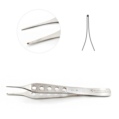 Adson Tissue Forceps 1x2 Teeth, 4-3/4 inch (12.1cm), Lightweight, Fenestrated Handles.