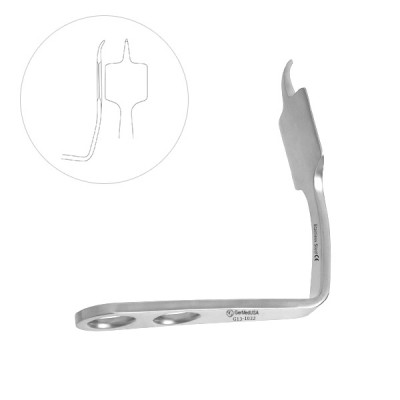 Bent Hohmann Retractor 6 3/4", 43mm Blade, 90 Degree, 4 3/4" Working Length, Blunt End, 2 Holes