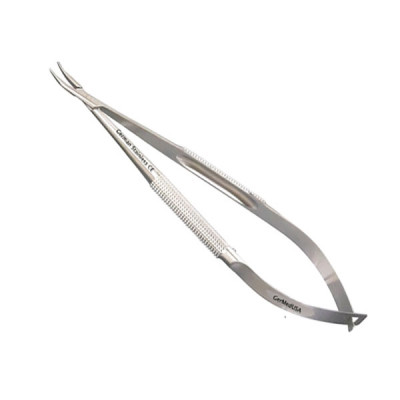 MicroSurgical Needle Holder 7 1/8 inch, Curved Jaws With Lock