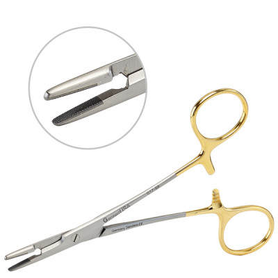Olsen Hegar Needle Holder Scissors Combination 4 3/4`` Serrated - Tungsten Carbide