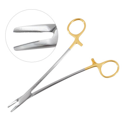 Heaney Needle Holder  Tungsten Carbide  Curved  10 inch
