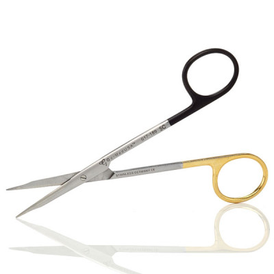 Super Sharp Stevens Tenotomy Scissors Straight with Blunt Tips 5 1/2 inch - Tungsten Carbide, Gold and Black Rings