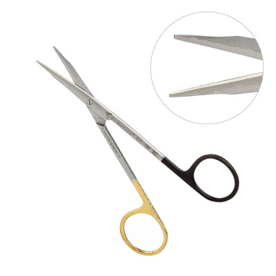 Stevens Tenotomy Scissors Curved with Blunt Tips 5 1/2 inch, Tungsten Carbide, Super Sharp, Gold and Black Rings