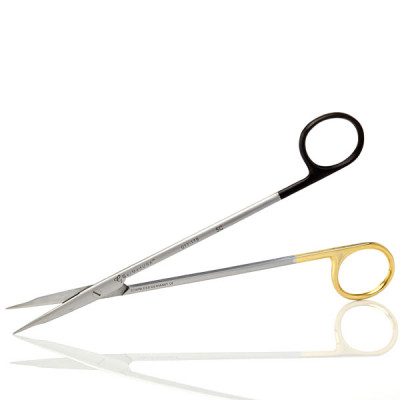 Super Sharp Stevens Tenotomy Scissors Straight with Blunt Tips 7 inch - Tungsten Carbide, Gold and Black Rings