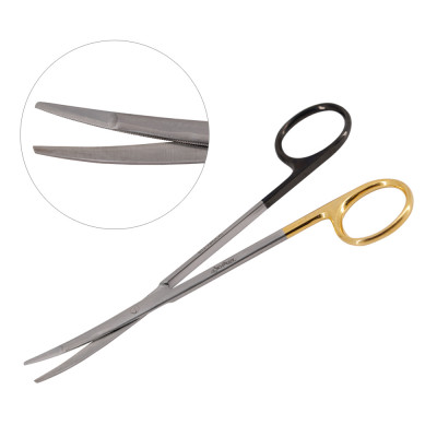 Super Sharp Kilner Ragnell Dissecting Scissors Curved 5 1/2 inch - Tungsten Carbide, Gold Rings