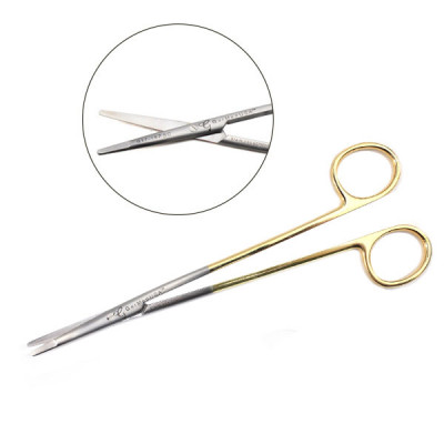 Super Sharp Kilner Ragnell Dissecting Scissors Straight 7 inch - Tungsten Carbide, Gold Rings