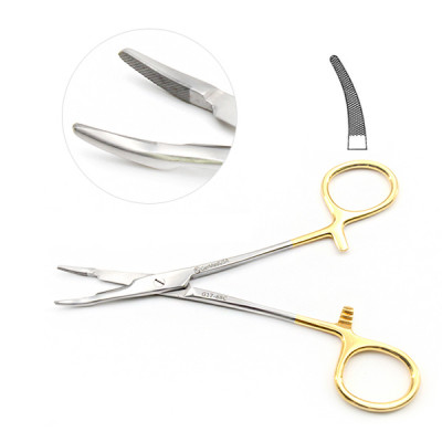 Olsen Hegar Needle Holder Scissors Combination 6 1/2 inch Serrated - Tungsten Carbide, Curved Tips