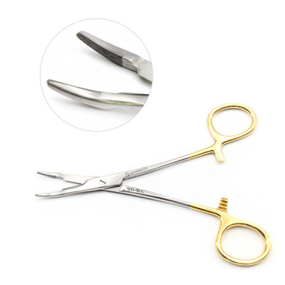 Olsen Hegar Needle Holder Scissors Combination 6 1/2 inch Serrated - Tungsten Carbide, Curved Tips