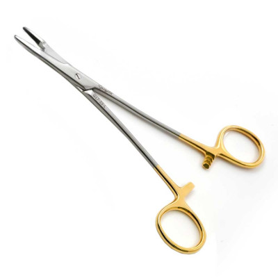 Olsen Hegar Needle Holder Scissors Combination 6 1/2`` - Tungsten Carbide Inserts Jaws, Left Handed