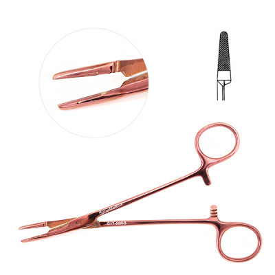 Olsen Hegar Needle Holder Scissors Combination 6 1/2`` Serrated, Tungsten Carbide - Rose Gold