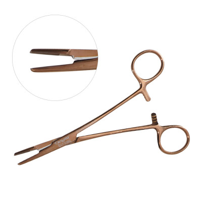 Olsen Hegar Needle Holder Scissors Combination 6 1/2 inch Serrated, Tungsten Carbide - Rose Gold