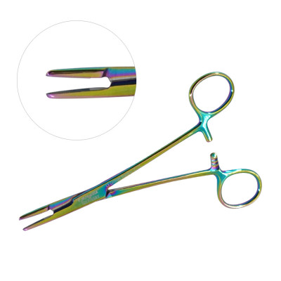 Olsen Hegar Needle Holder Scissors Combination 6 1/2`` Serrated, Tungsten Carbide - Rainbow Coated