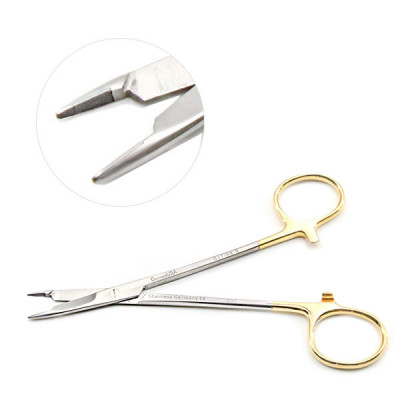 European Style Olsen Hegar Needle Holder Scissors Combination 6 1/2 inch Serrated - Tungsten Carbide, Small Tips