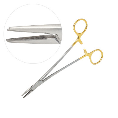 Crile Wood Needle Holder Tungsten Carbide Jaws Serrated 7 inch