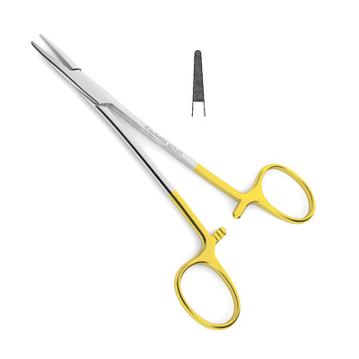 Halsey Needle Holder - Tungsten Carbide - Serrated Jaw 5 inch