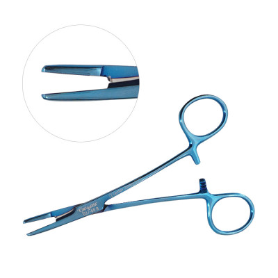 Olsen Hegar Needle Holder Scissors Combination 5 1/2`` Serrated - Tungsten Carbide, Blue Coated