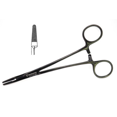 Olsen Hegar Needle Holder Scissors Combination 5 1/2 inch Serrated - Tungsten Carbide, Gun Metal