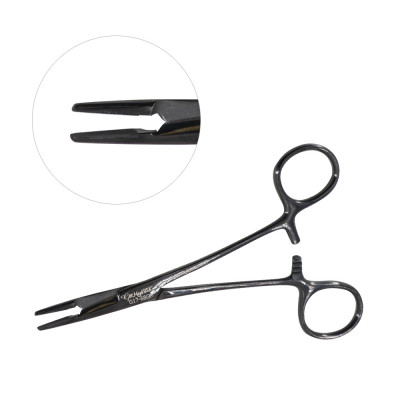 Olsen Hegar Needle Holder Scissors Combination 5 1/2`` Serrated - Tungsten Carbide, Gun Metal