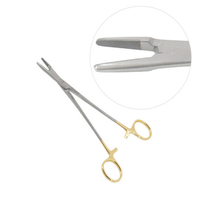 Olsen Hegar Needle Holder Scissors Combination 5 1/2 inch - Tungsten Carbide Inserts Jaws, Left Handed