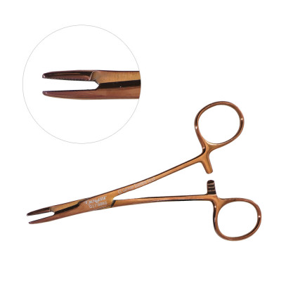 Olsen Hegar Needle Holder Scissors Combination 5 1/2`` Serrated - Tungsten Carbide, Rose Gold