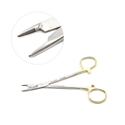 European Style Olsen Hegar Needle Holder Scissors Combination 5 1/2 inch Serrated - Tungsten Carbide, Small Tips