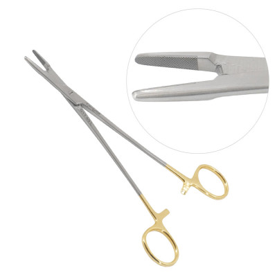 Olsen Hegar Needle Holder Scissors Combination 7 1/2 inch - Tungsten Carbide Inserts Jaws, Left Handed