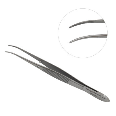 Eye Dressing Forceps 4 inch Serrated Straight Tips Standard Pattern