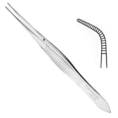 Eye Dressing Forceps 4" Serrated Half-Curved Tips Heavy Pattern