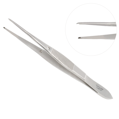 Iris Forceps 4 inch Straight Standard 1x2 Teeth Pattern Non-magnetic