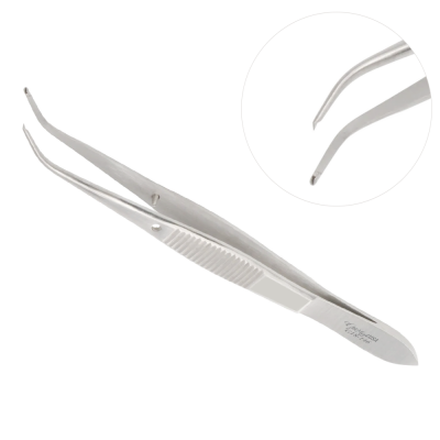 Iris Forceps 4 inch Standard Pattern 1x2 Teeth Half Curved