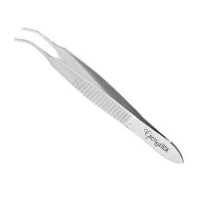 Von Graefe Iris Forceps 2 3/4 inch Curved Delicate Serrated Tips