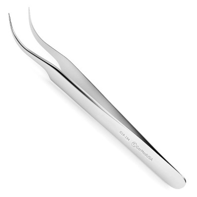 Jeweler's Forceps No. 7 Swiss Style Extra Fine Tips Curved 4 1/2 inch