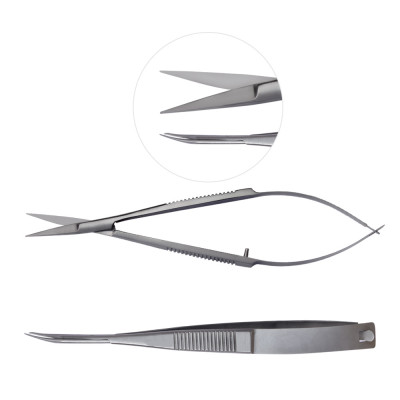 Noyes Iris Scissors Straight 4 1/2`` Sharp Tips With Spring Handle