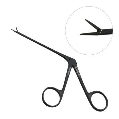 Micro Alligator Ear Forceps 3 1/4 inch Shaft Serrated 0.8mm Ebony Finish