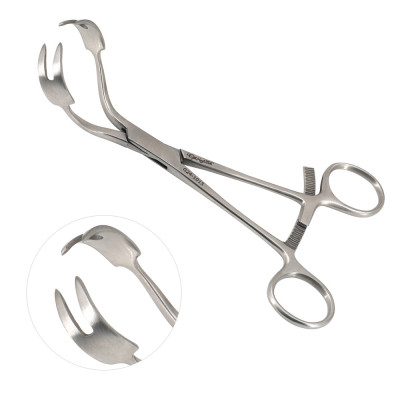Twin Point Fragment Reduction Forceps 7 inch Curved with Long Ratchet