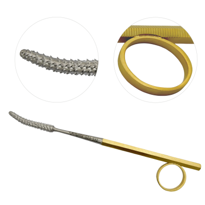 Good Bone File-Rasp Curved 6 3/4 inch Gold Ring Handle