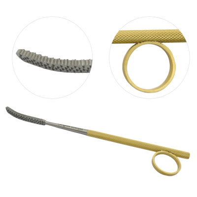 Gallaher Antrum Bone Rasp Inside Curved 7 inch Gold Ring Handle