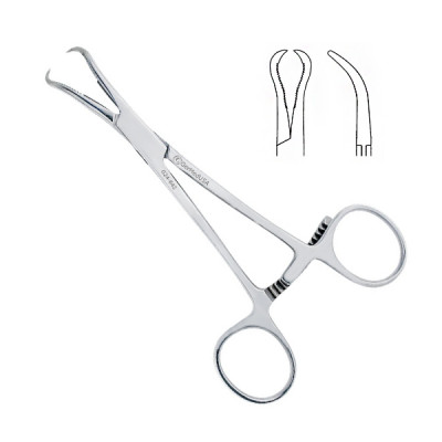 Bone Reduction Forceps 5 inch, Curved, 15mm Serrated with Pointed Tips