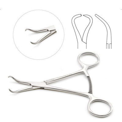 Bone Reduction Forceps 5 inch, Curved Stepped Pointed