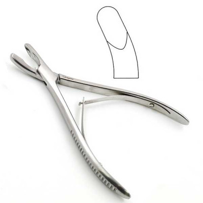 Luer Rongeur 6 3/4 inch Curved, 8mm, Single Action